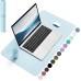 YSAGi Non-Slip Leather Desk Pad, Waterproof Laptop Computer Desk Keyboard Mat, Table Protector Blotter Mat, Large Mouse Pad for Office/Work/Home/Decor(Sky Blue, 23.6" x 13.7")