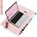 YSAGi Non-Slip Leather Desk Pad, Waterproof Laptop Computer Desk Keyboard Mat, Table Protector Blotter Mat, Large Mouse Pad for Office/Work/Home/Decor(Pink, 23.6" x 13.7")